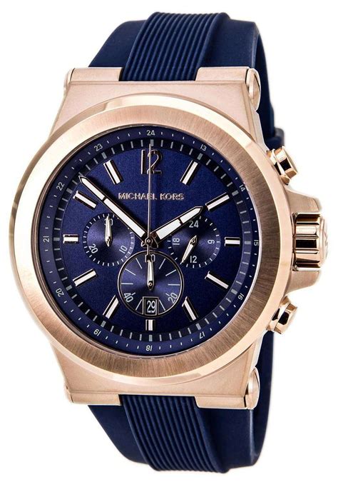 michael kors watch blue leather|Michael Kors men's leather watch.